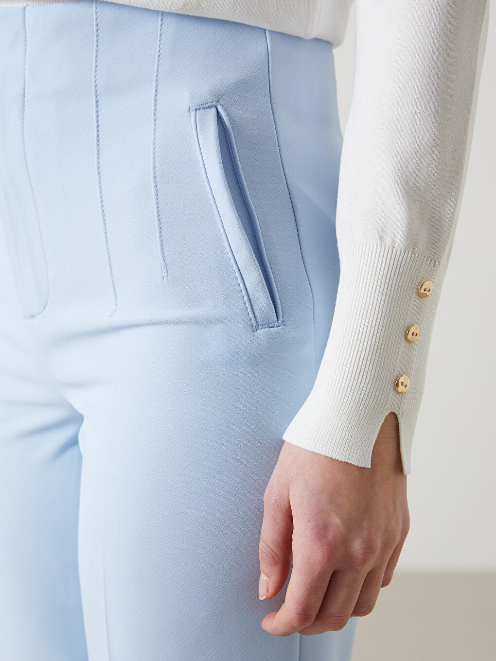 LCW Vision Ecru Slim Fit Women Trousers