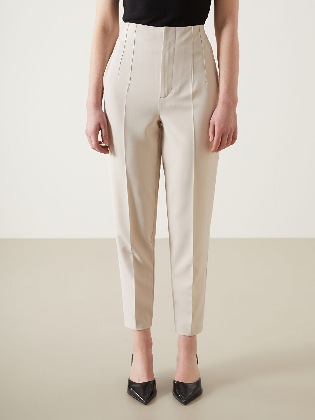 LCW Vision Ecru Slim Fit Women Trousers