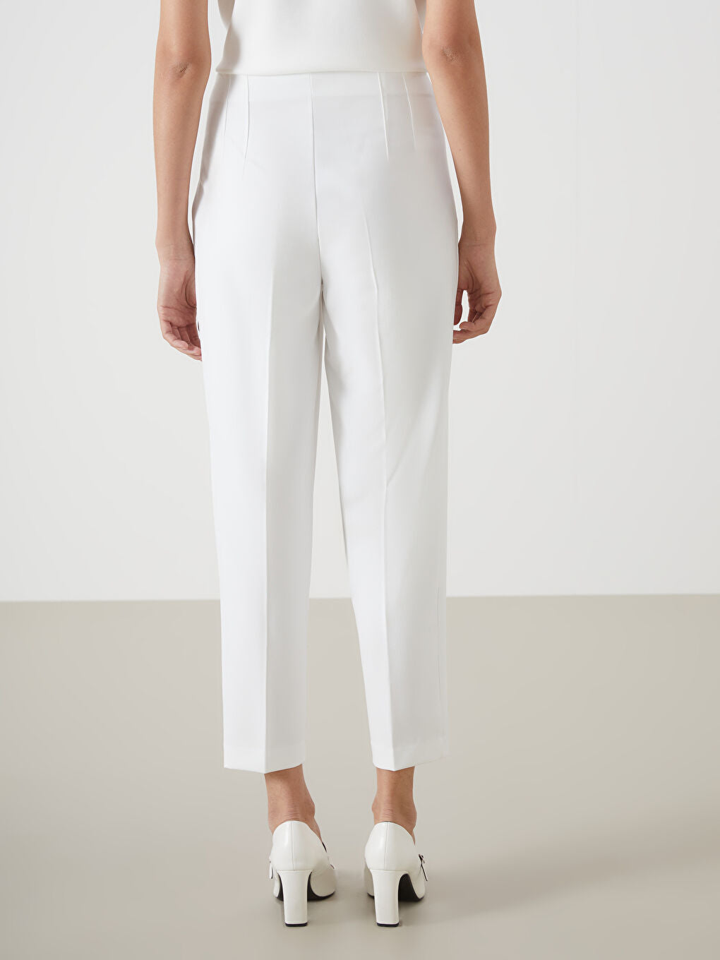 LCW Vision Ecru Slim Fit Women Trousers