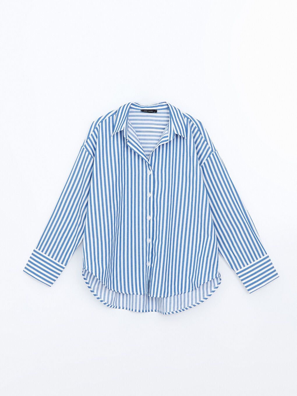 LCW Vision Blue Striped Oversize Women Shirt