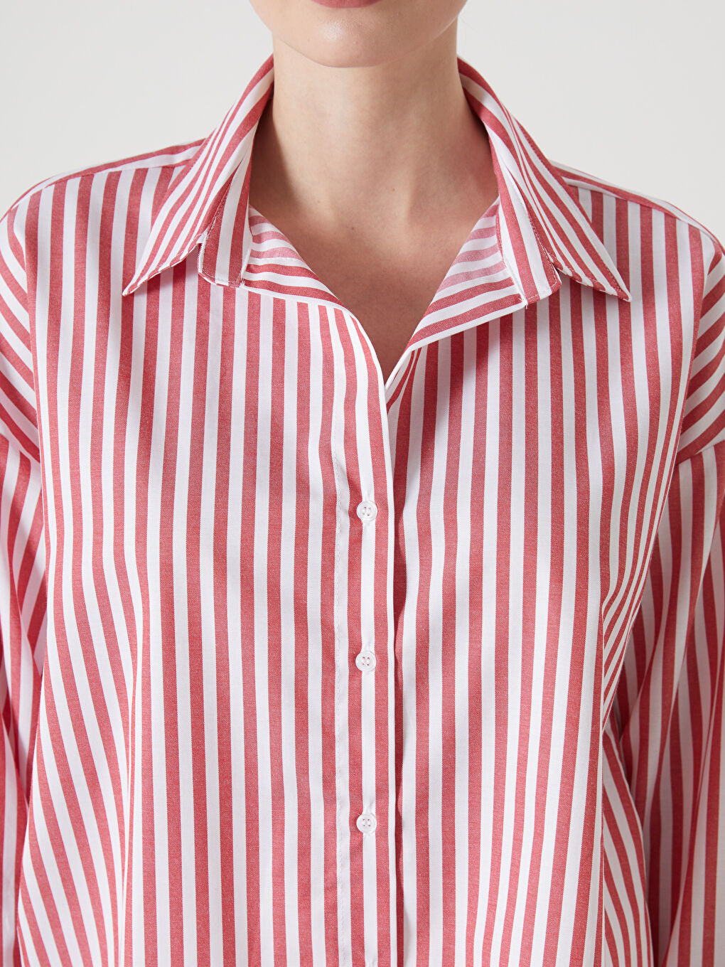 LCW Vision Blue Striped Oversize Women Shirt