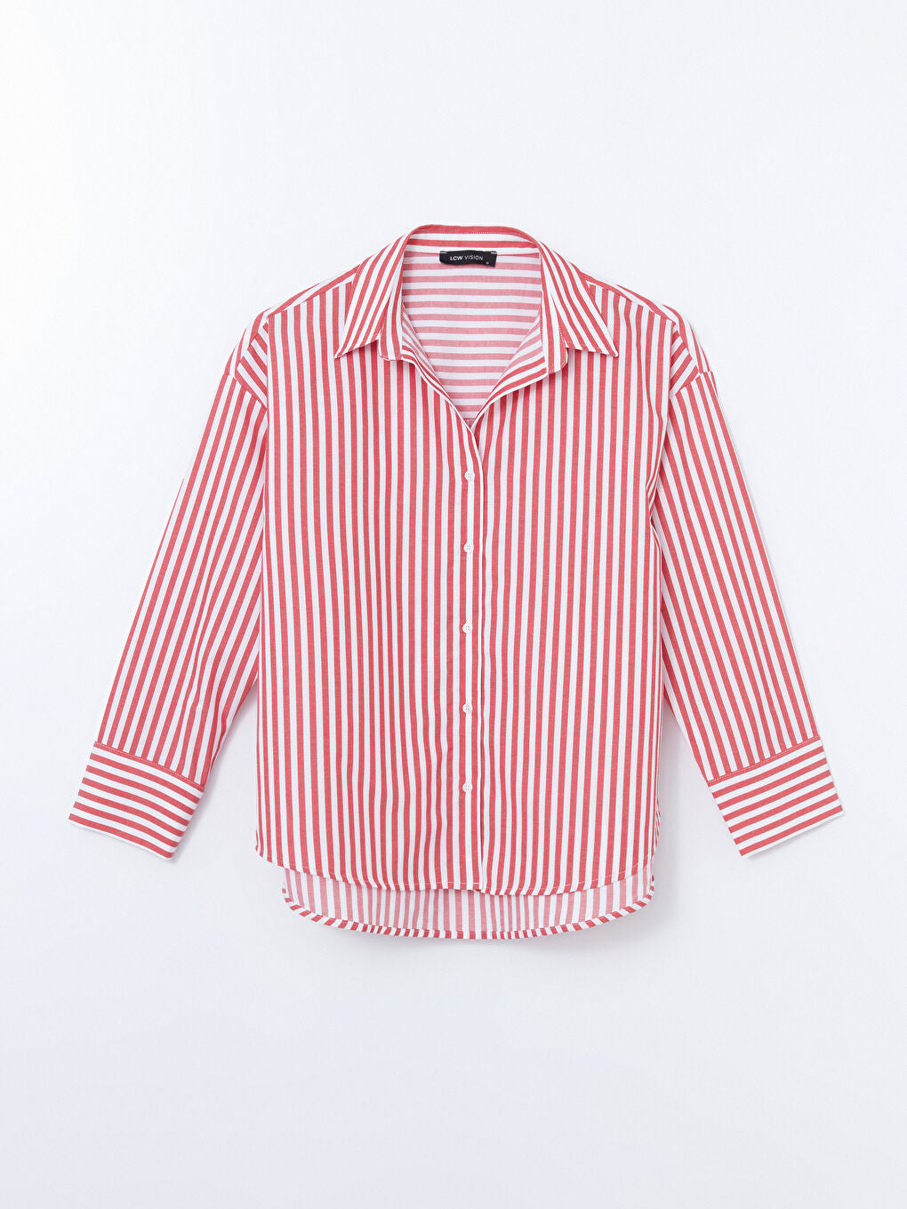 LCW Vision Blue Striped Oversize Women Shirt