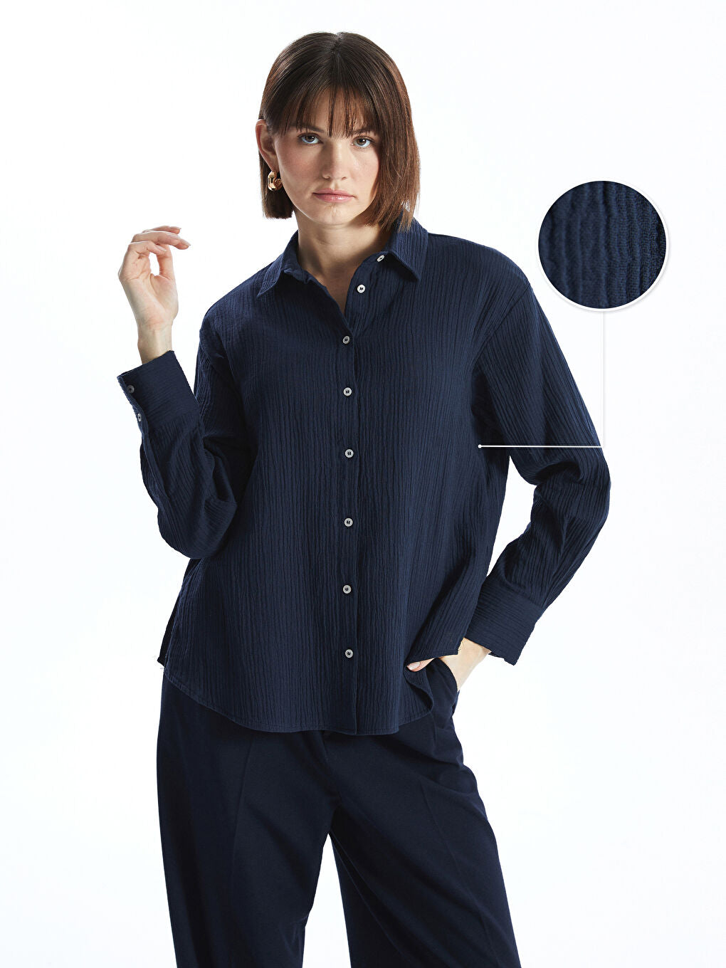 LCW Vision Beige Textured Women Shirt