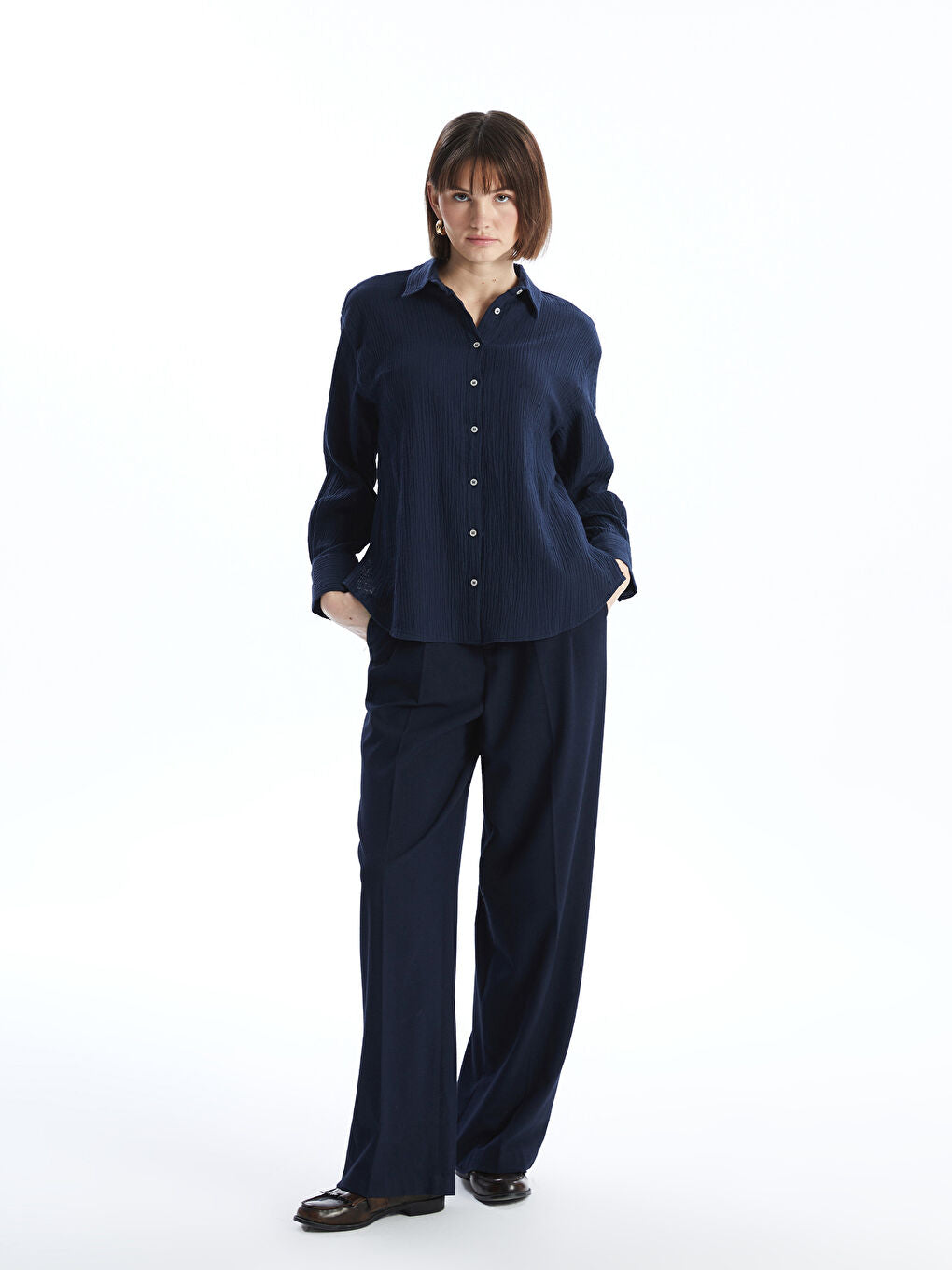 LCW Vision Beige Textured Women Shirt