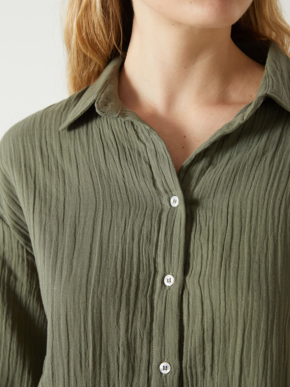 LCW Vision Beige Textured Women Shirt