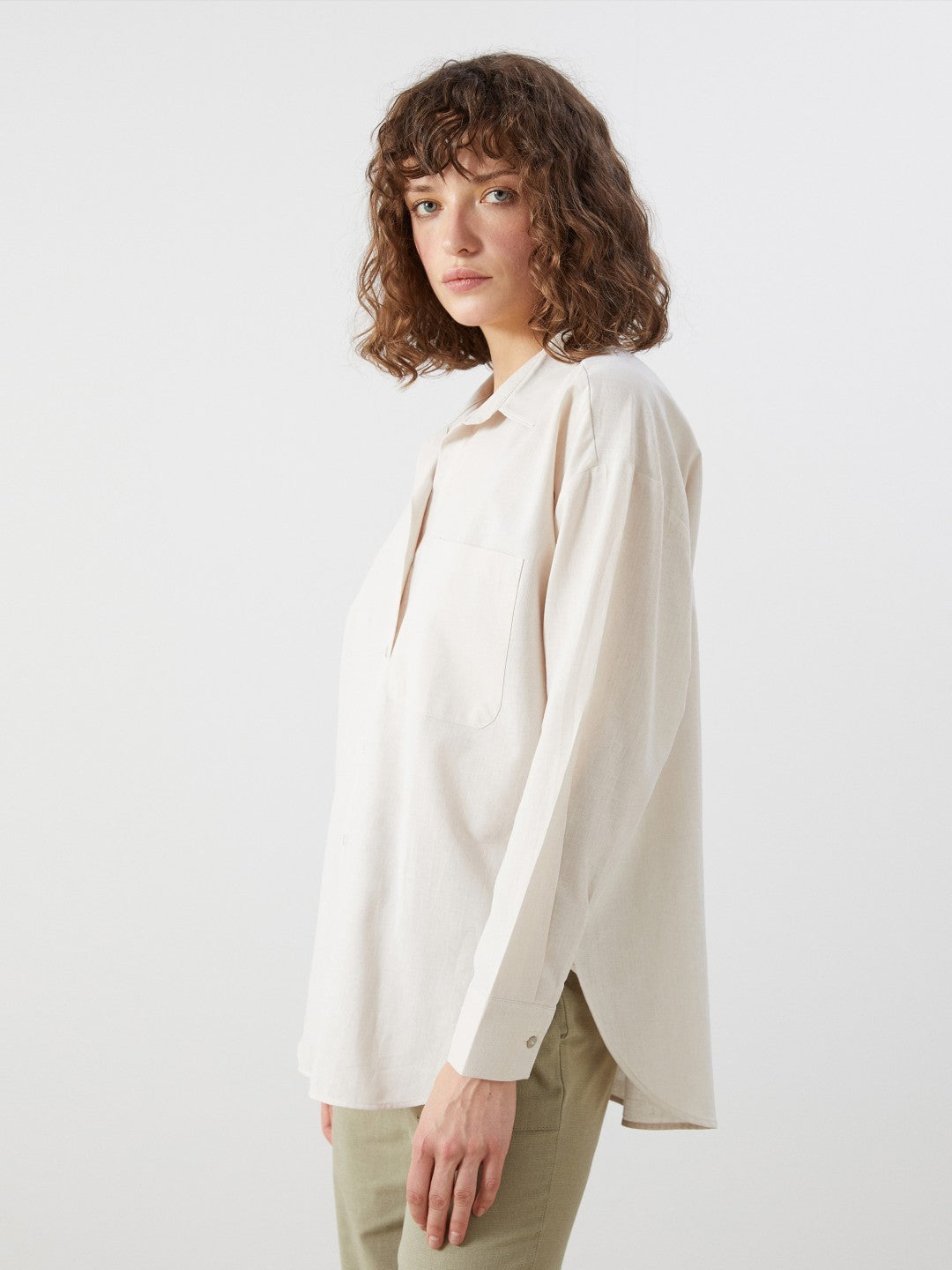 LCW Vision Linen Blend Oversize Women Shirt