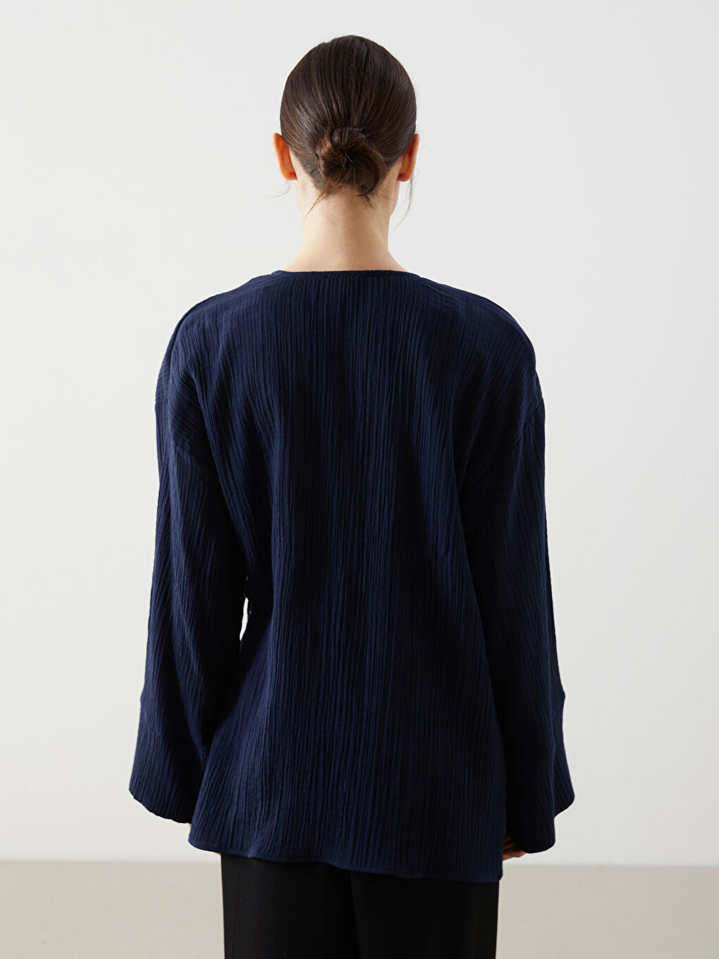 LCW Vision Khaki Double Breasted Textured Women Kimono