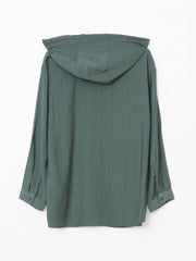 LCW Modest Hooded Textured Oversize Crinkle Women Tunic