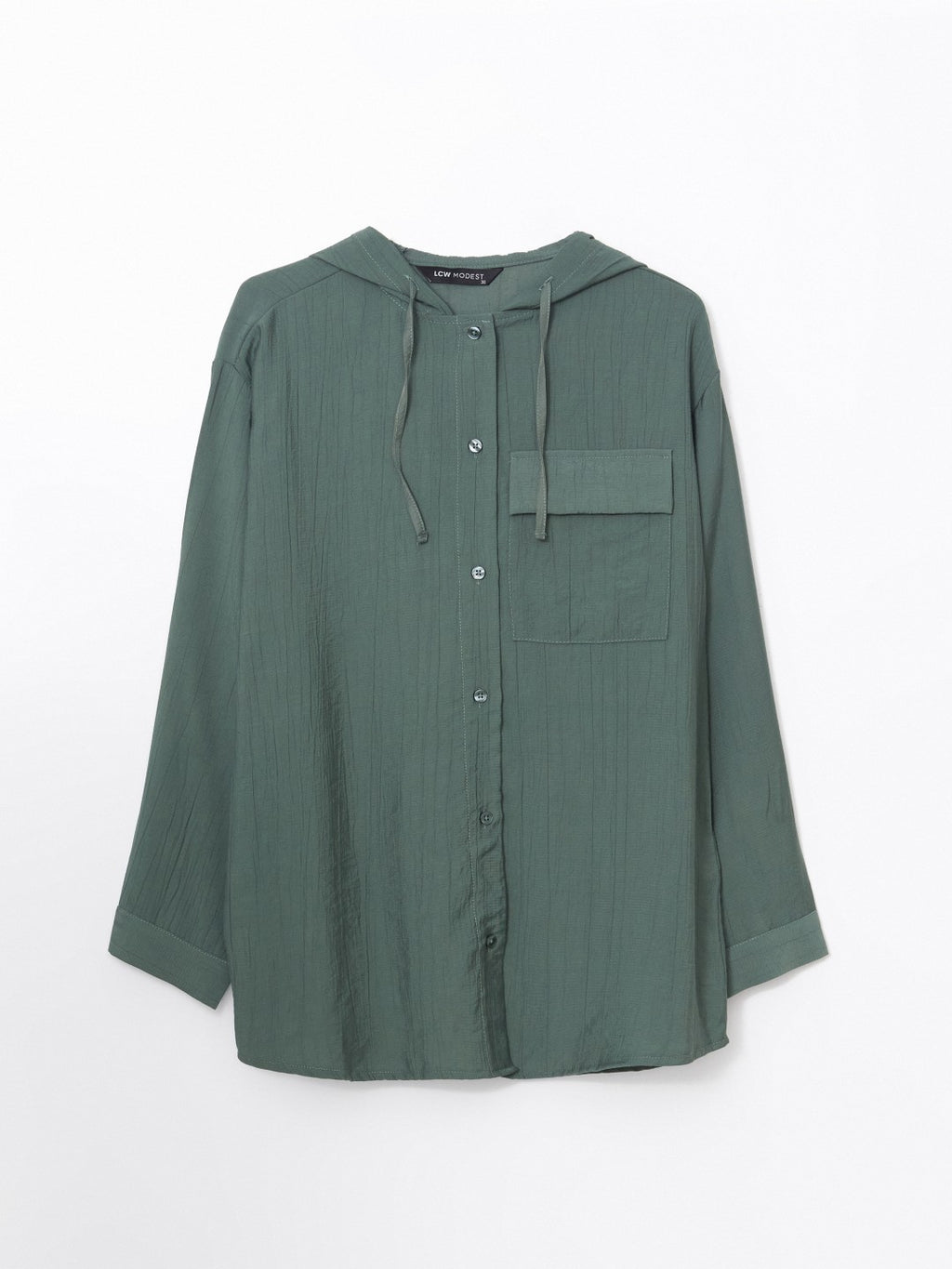 LCW Modest Hooded Textured Oversize Crinkle Women Tunic