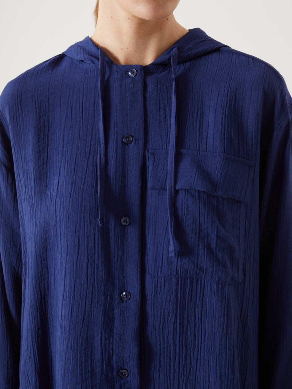 LCW Modest Hooded Textured Oversize Crinkle Women Tunic