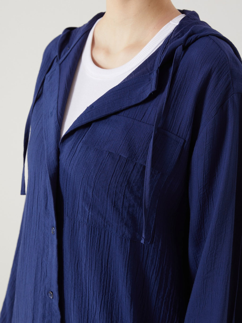 LCW Modest Hooded Textured Oversize Crinkle Women Tunic