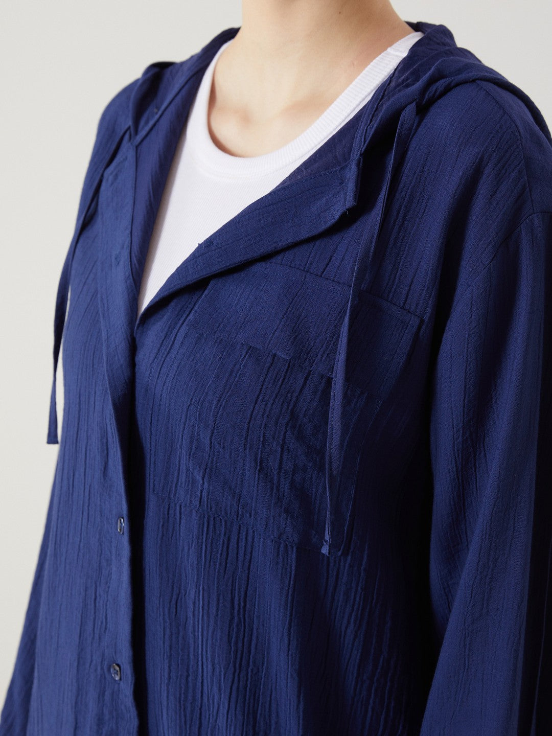 LCW Modest Hooded Textured Oversize Crinkle Women Tunic