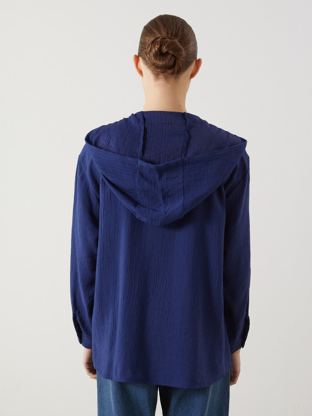 LCW Modest Hooded Textured Oversize Crinkle Women Tunic