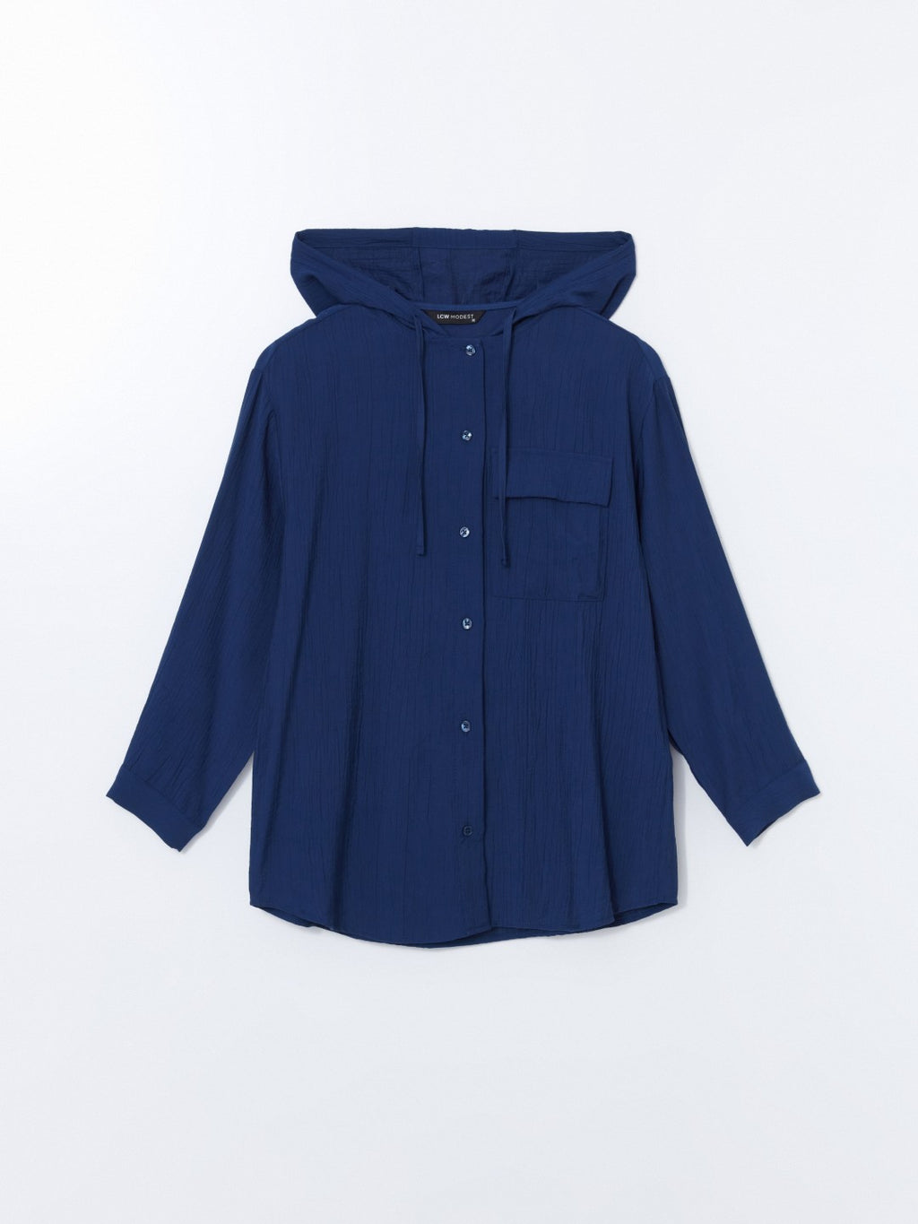 LCW Modest Hooded Textured Oversize Crinkle Women Tunic