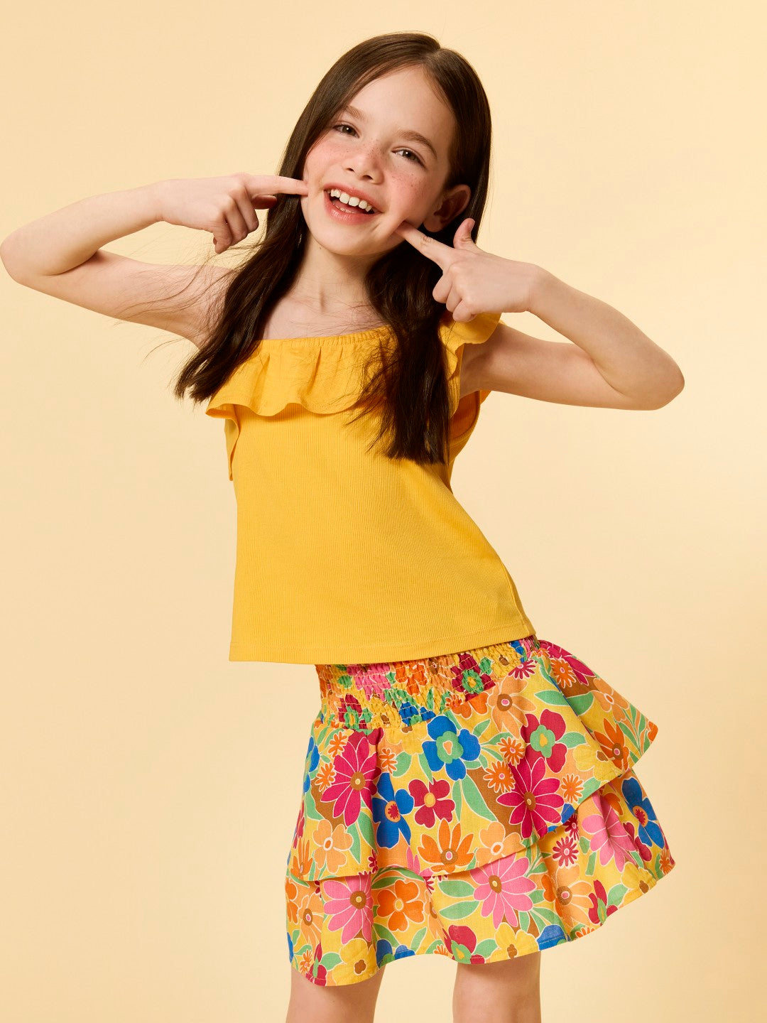 LCW Baby Boat Neck Plain Flounce GirlS T-Shirt