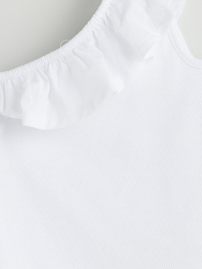 LCW Baby Boat Neck Plain Flounce GirlS T-Shirt Main Image