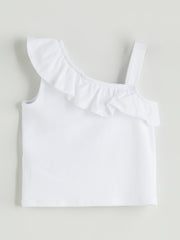 LCW Baby Boat Neck Plain Flounce GirlS T-Shirt