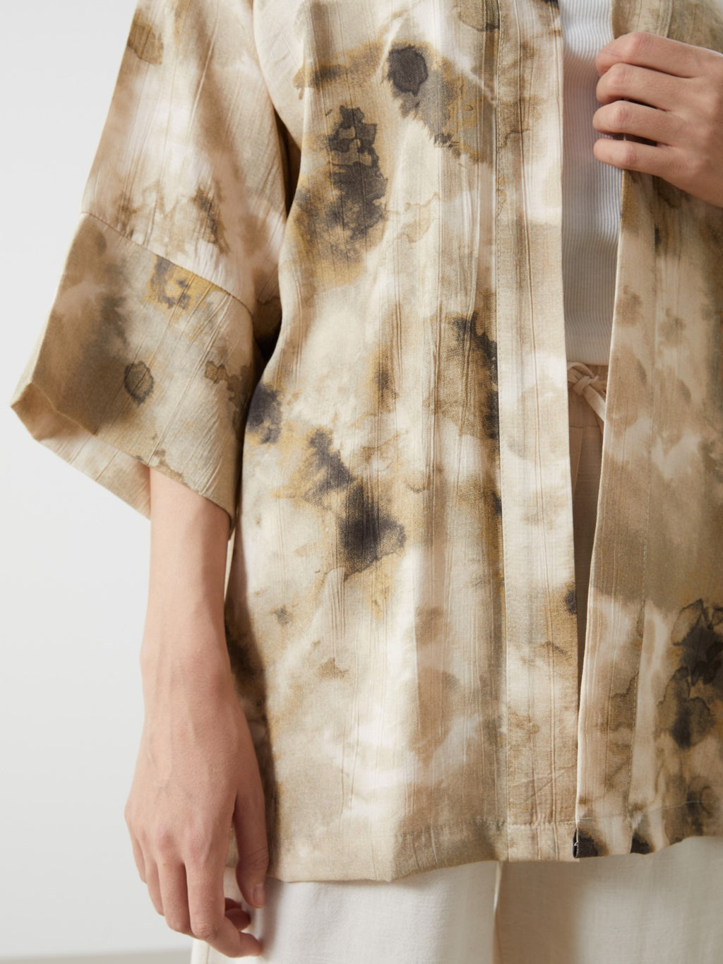 LCW Vision Shawl Collar Patterned Oversize Women Kimono