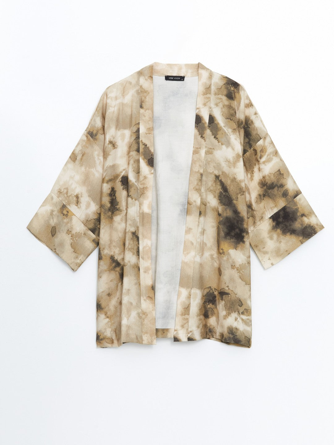 LCW Vision Shawl Collar Patterned Oversize Women Kimono
