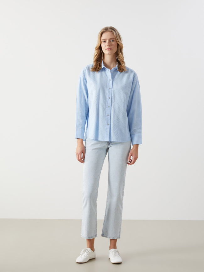 LCW Vision Striped Oversize Women Shirt Main Image