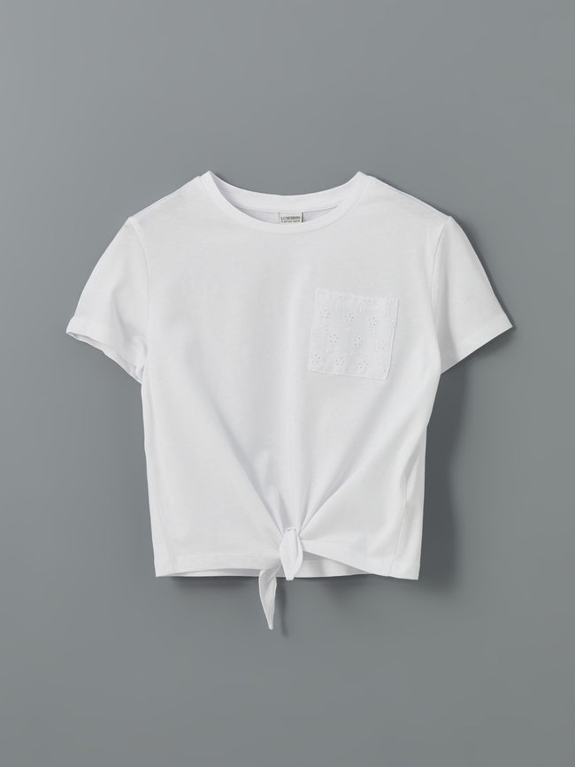 LCW Kids Crew Neck Girls Crop T-Shirt Hover Image