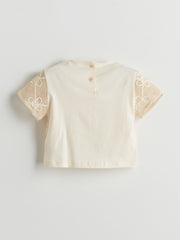 LCW Kids Crew Neck Embroidered Girls T-Shirt