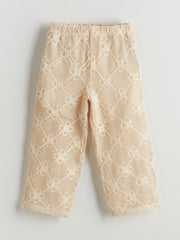 LCW Kids Elastic Waist Floral Lace Girl Trousers