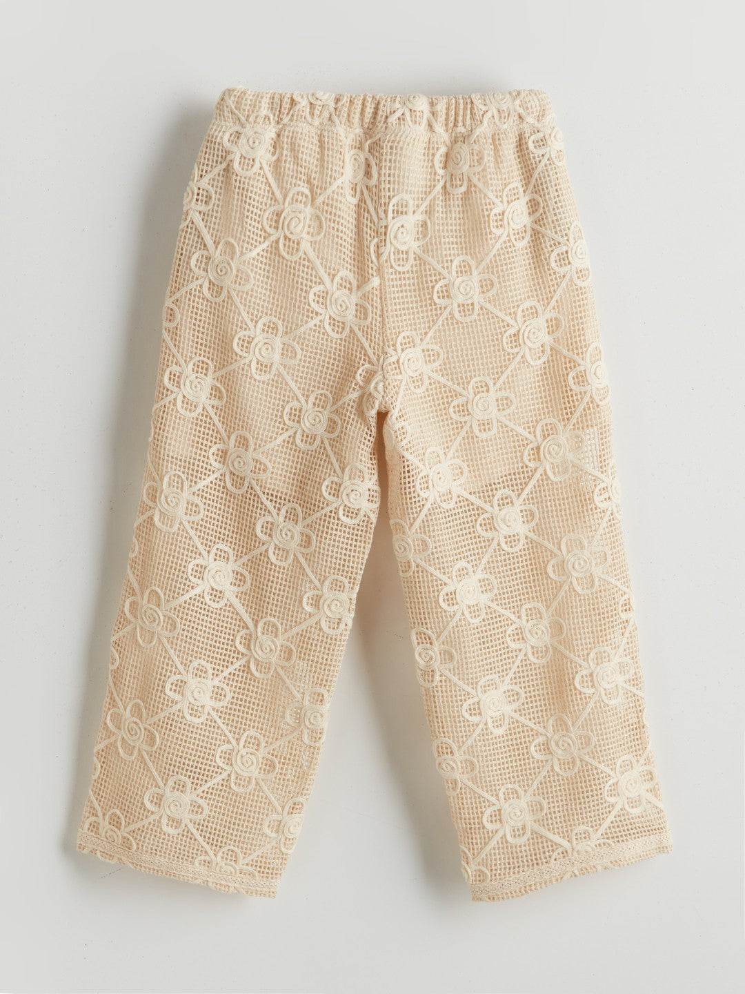 LCW Kids Elastic Waist Floral Lace Girl Trousers