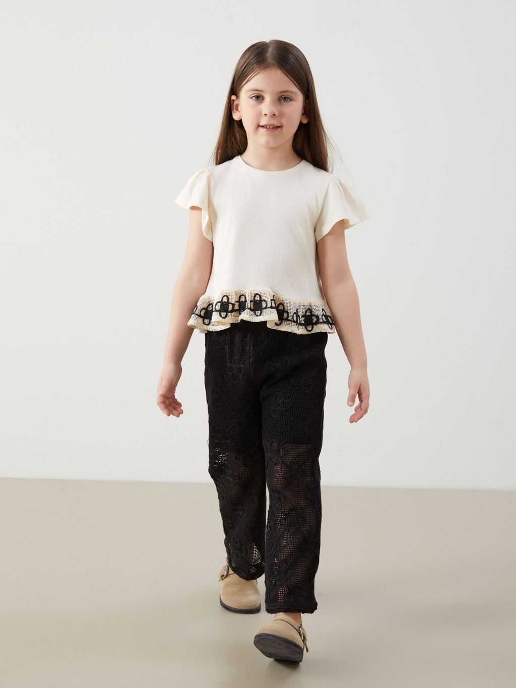 LCW Kids Elastic Waist Lace Girls Trousers