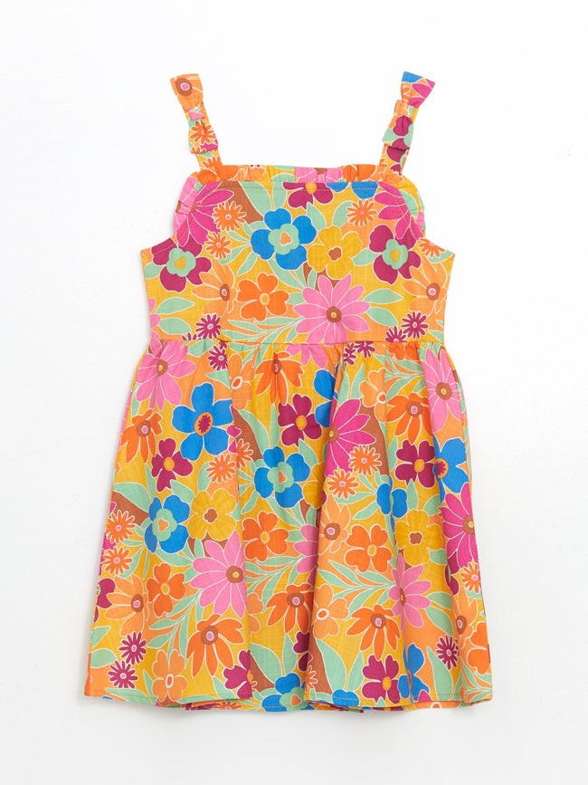LCW Kids Floral Ruffle Girls Linen Dress Main Image