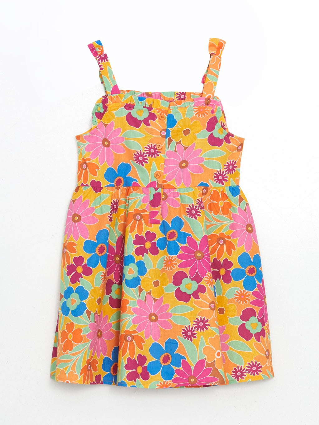 LCW Kids Floral Ruffle Girls Linen Dress
