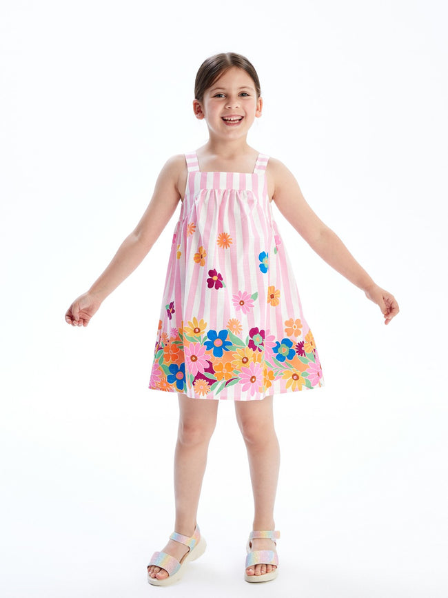 LCW Kids Floral GirlS Linen Blend Dress Hover Image