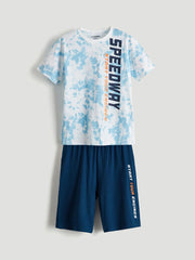 LCW Kids Crew Neck Boys' Shorts Pyjama Set