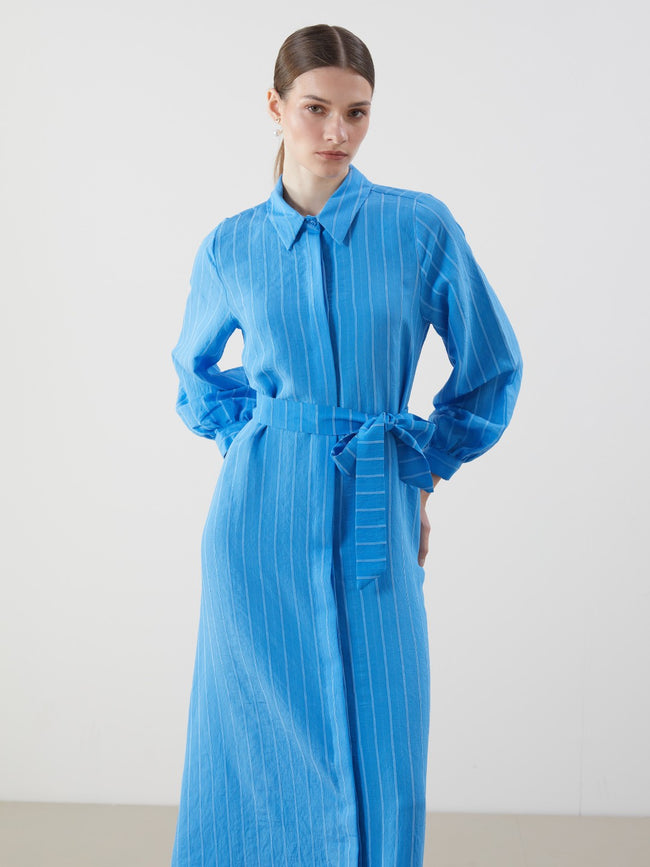 LCW Modest Striped Women Shirt Dress Main Image