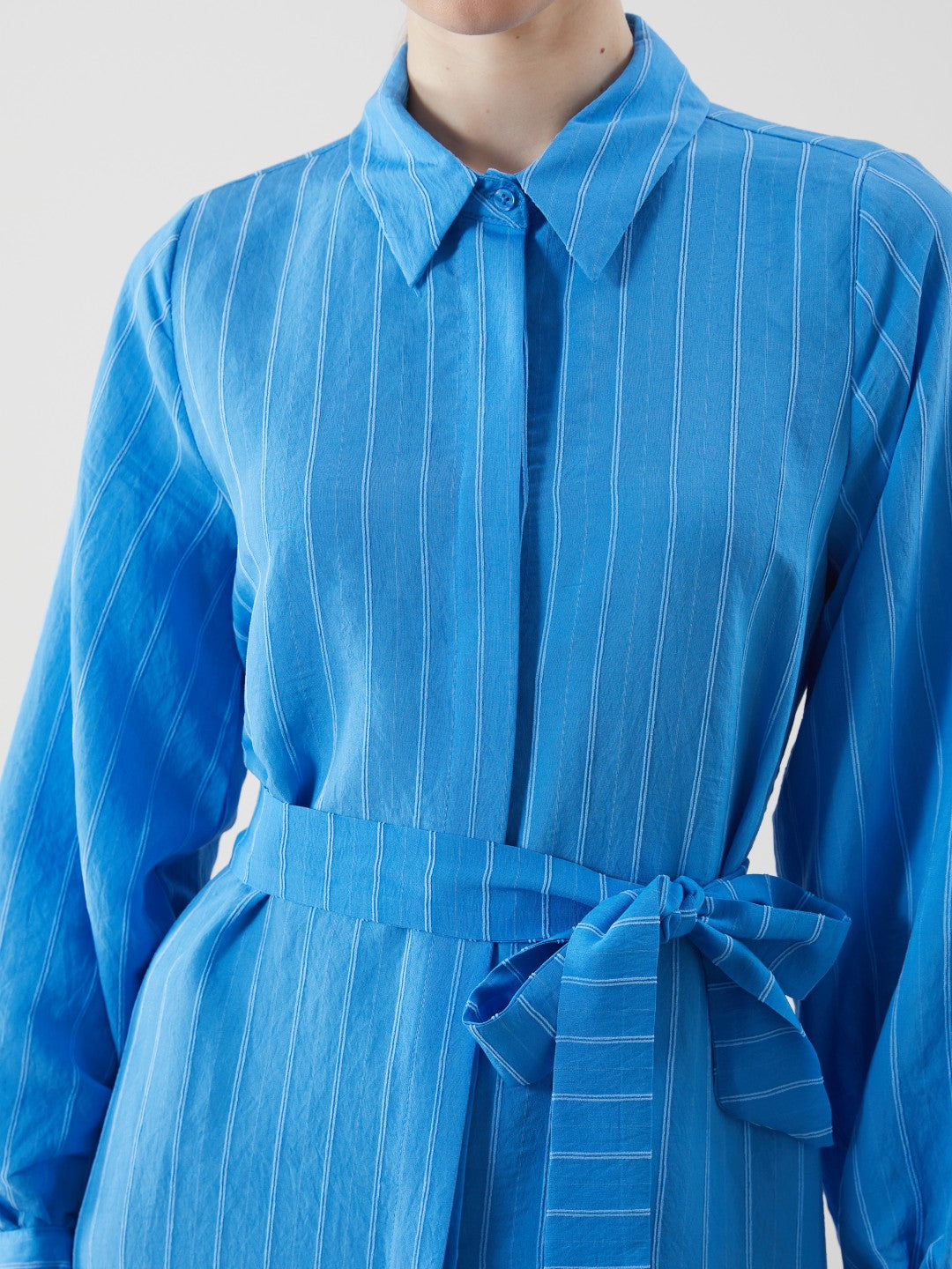 LCW Modest Striped Women Shirt Dress
