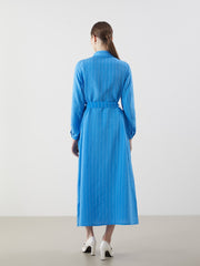 LCW Modest Striped Women Shirt Dress