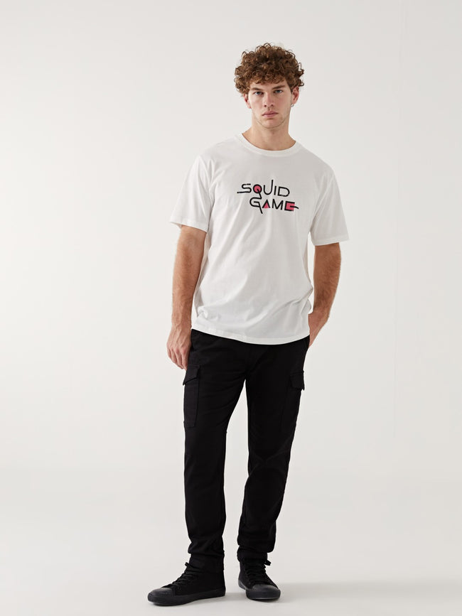 Xside Crew Neck Short Sleeve Squid Game Printed Combed Cotton Men T-Shirt Main Image