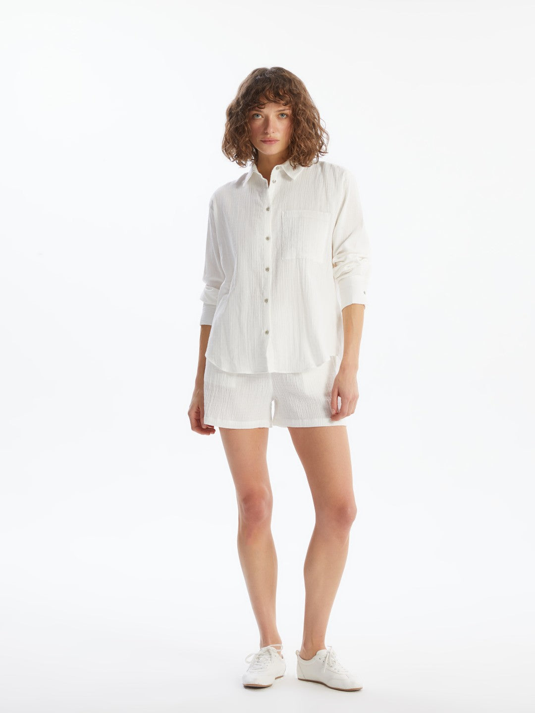 LCW Vision Elastic Waist Textured Women Shorts