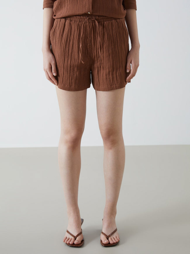 LCW Vision Elastic Waist Textured Women Shorts Main Image