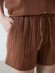 LCW Vision Elastic Waist Textured Women Shorts