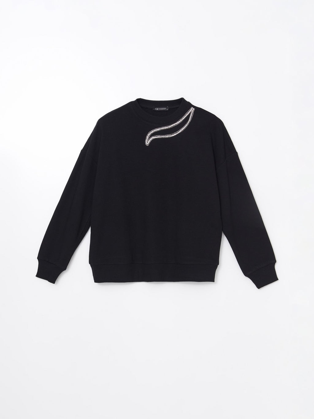 LCW Modest Crew Neck Embroidered Women Sweatshirt Tunic