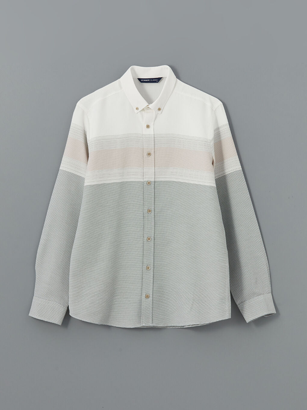 LCWAIKIKI Classic Green Regular Fit Long Sleeve Striped Men Shirt