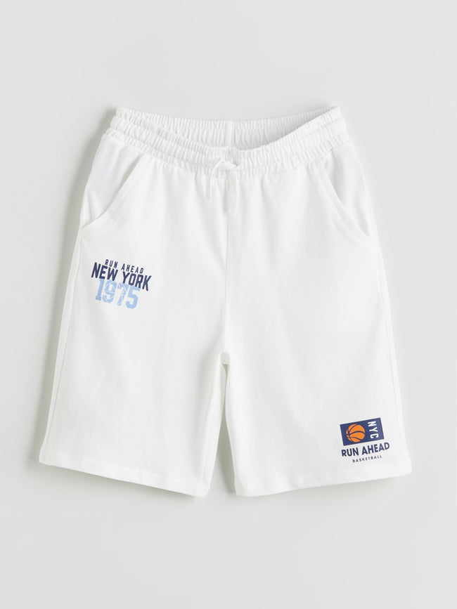 LCW Kids Elastic Waist New York Printed Boy Shorts Hover Image