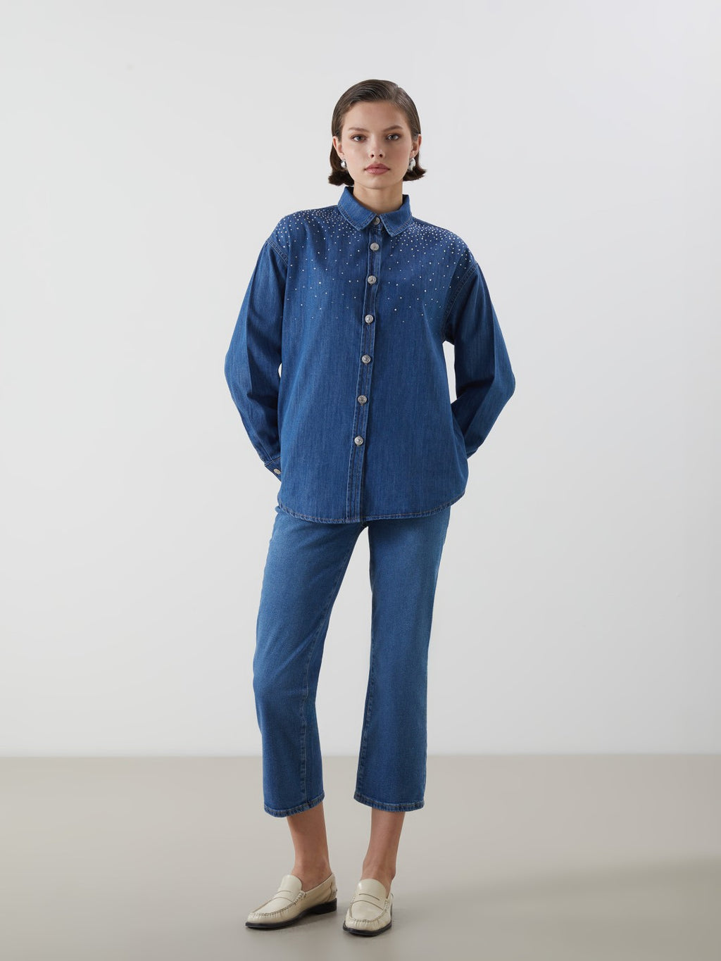 LCW Classic Stone Women Jean Shirt