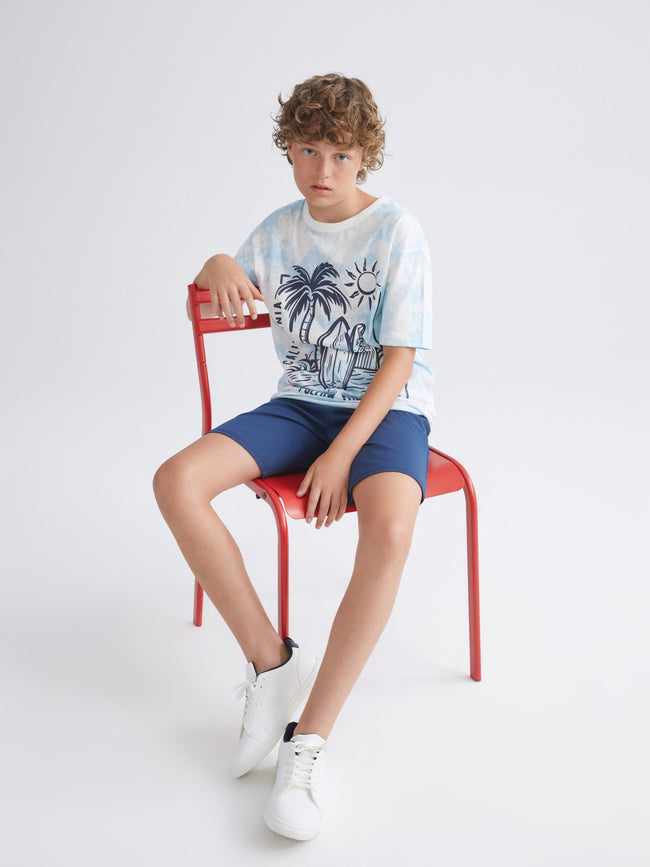 LCW Kids Crew Neck Boys T-Shirt And Shorts Hover Image
