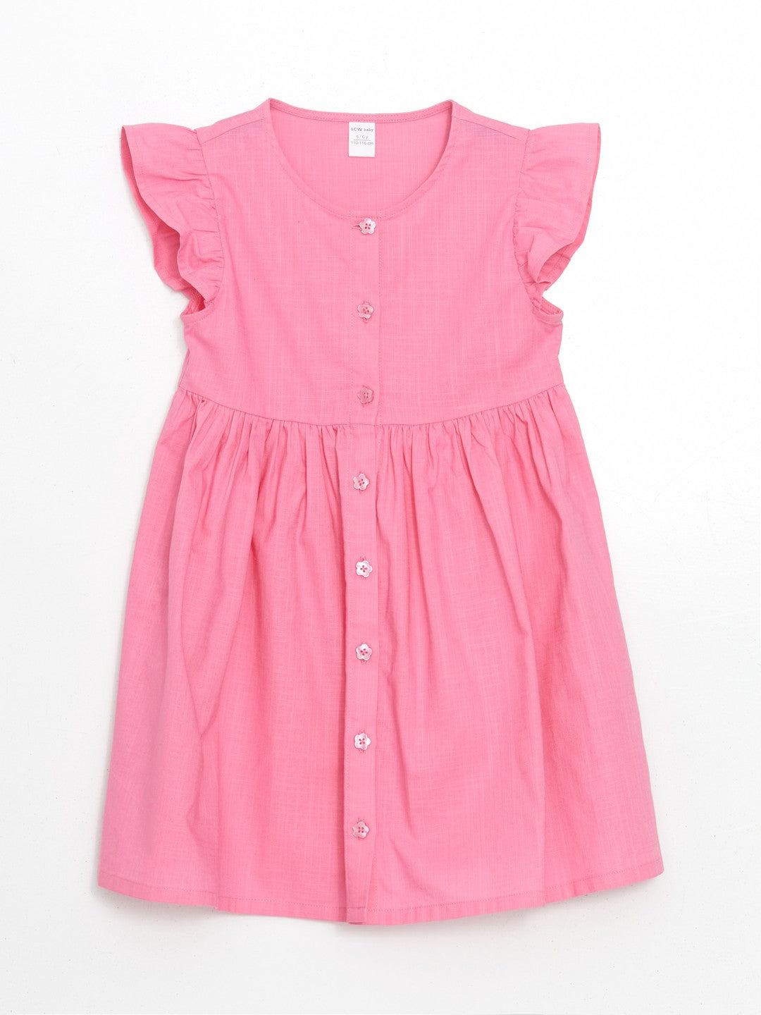 LCW Kids Pleated Girl Linen Look Shirt Dress