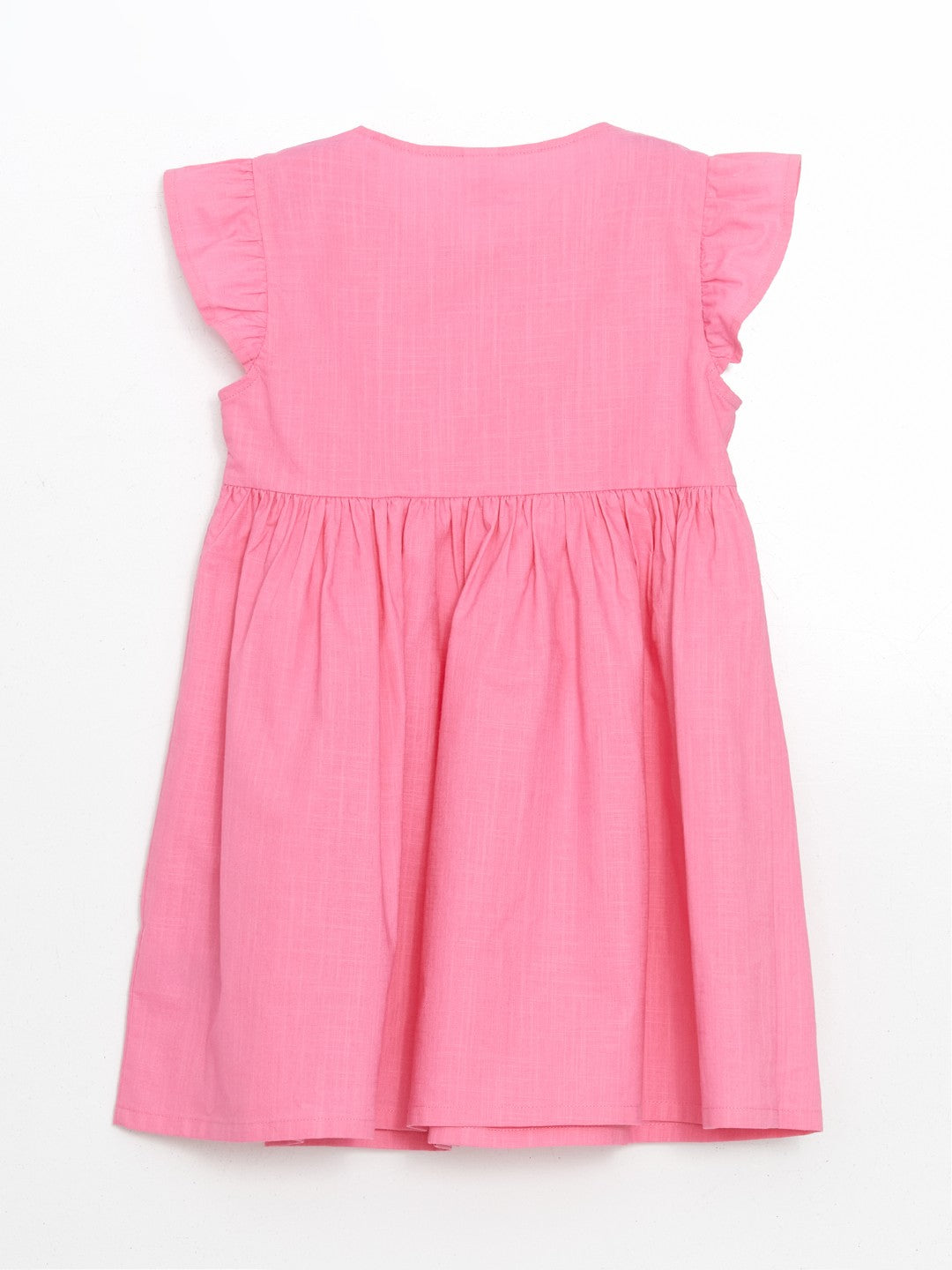 LCW Kids Pleated Girl Linen Look Shirt Dress