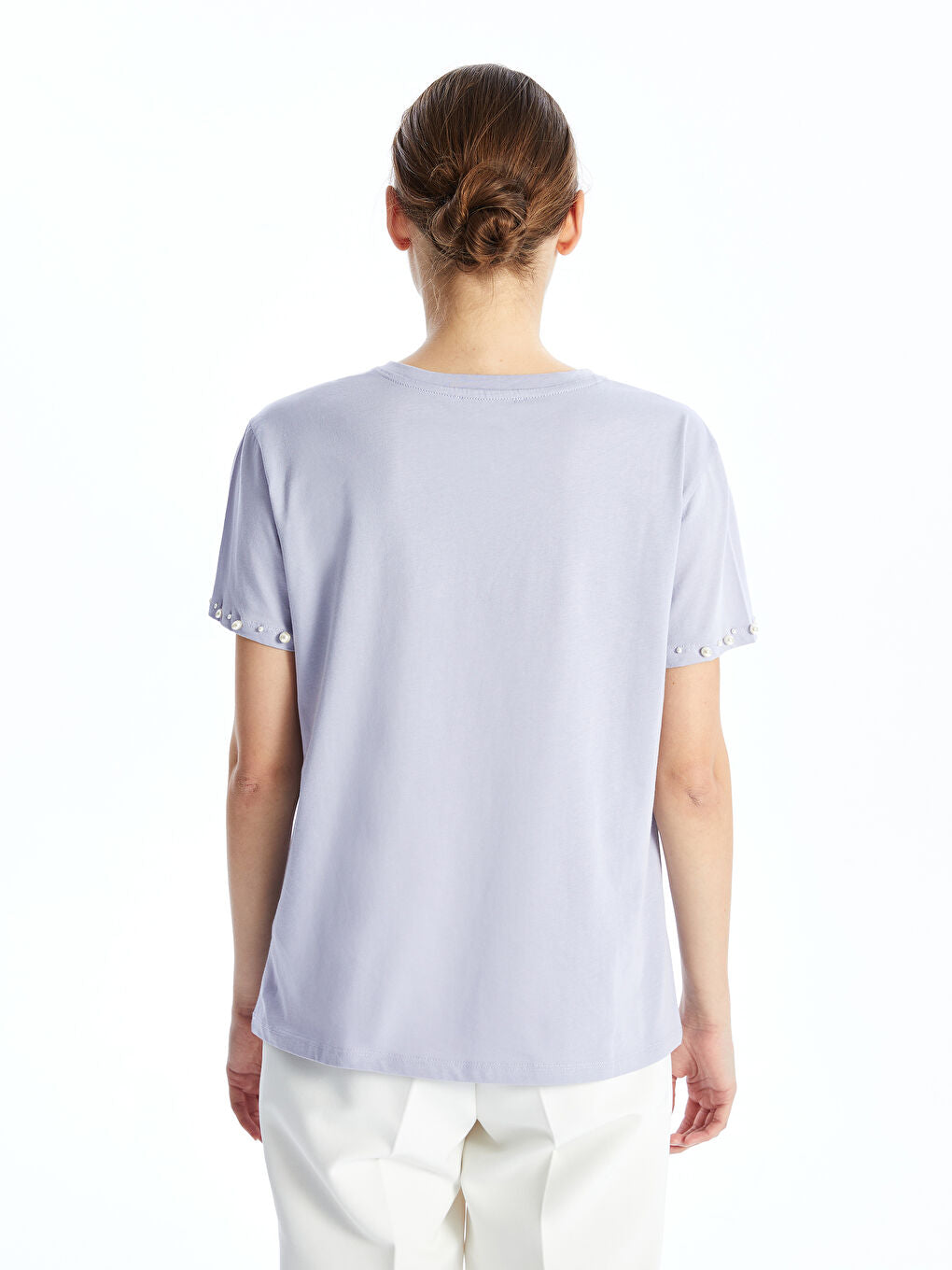 LCWAIKIKI Classic Lilac Crew Neck Beaded Women T-Shirt