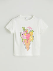 LCW Kids Crew Neck Printed Girls T-Shirt