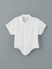 LCW baby White Short Sleeve Basic Girl Shirt